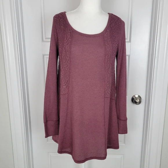 Anthropologie E by Eloise waffle knit and lace tunic/dress size Medium - Picture 2 of 8